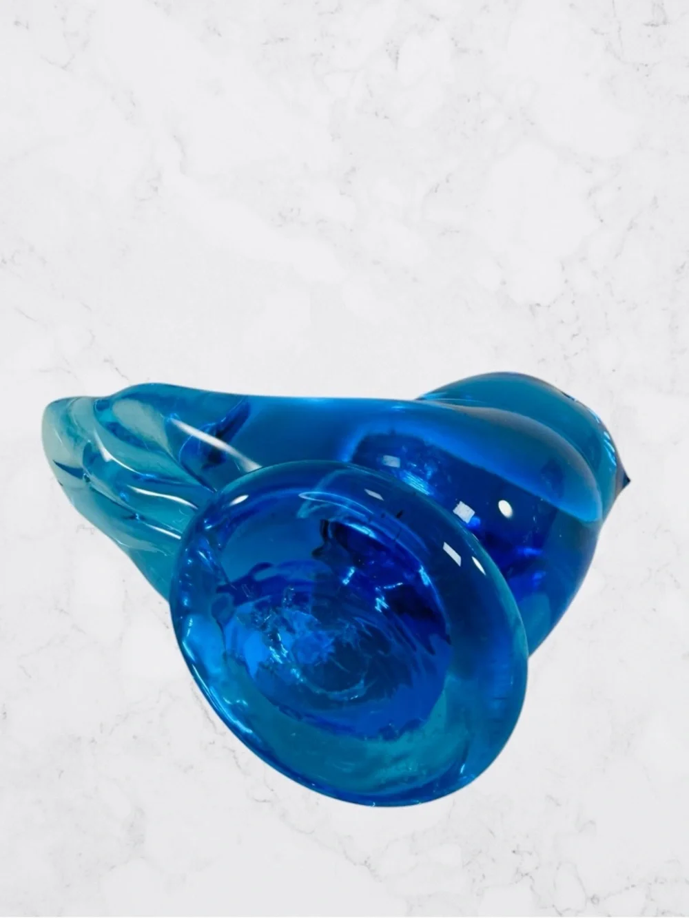 Vintage 1991 Leo Ward Blue Bird of Happiness Art Glass Figure Statue 2-1/2”